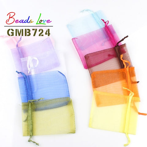 50pcs/lot 5x7cm 7x9cm 9x12cm 10x15cm Drawstring Organza Bags Jewelry Packaging Bags Candy Wedding Bags Wholesale Gifts Pouches image