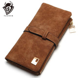 2021 New Fashion Women Wallets Drawstring Nubuck Leather Zipper  Long Design Purse Two Fold More Color Clutch