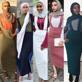 5 Colors Abaya Muslim Skirt Women Suspender Skirt Maxi Pencil Middle East Bodycon Abaya High Waist Sheath Long Skirt Islamic New