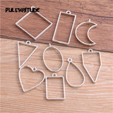 10Pcs/30Pcs 7 Color Geometric Figure Charm Hollow Glue Blank Pendant Tray Bezel Charms DIY Bracelet Necklace Handmade Bezel Mold