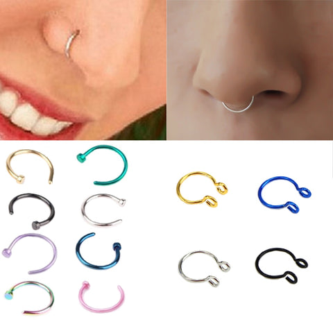 2pcs U Shaped Fake Nose Ring Hoop Septum Rings Stainless Steel Nose Piercing Fake Piercing Oreja Pircing Jewelry image