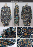 2019 Fashion Muslim clothing long sleeve print shirts blouse for women Pakistan Blouse split Hem Tops