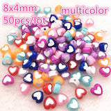 50pcs 8x4mm pink Color Glossy Love Heart Acrylic Bead Loose Spacer Beads For Jewelry Making DIY Bracelet Accessories