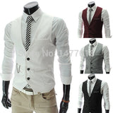 2021New Arrival Dress Vests For Men Slim Fit Mens Suit Vest Male Waistcoat Gilet Homme Casual Sleeveless Formal Business Jacket