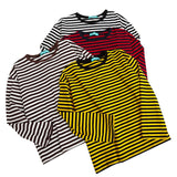 2021 New Vintage Fashion Basic Loose Casual Striped All Match Simple Long Sleeve Female T-shirts