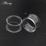 2pcs White Black Transparent Acrylic Ear Tunnel Plug Ear Gauges Piercing Double Curved Saddle Expander Stretcher Body Jewelry