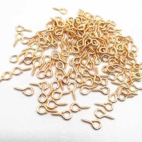 100pcs/lot 4x8mm Mini Eye Pins Eye pins Hooks Eyelets Screw Threaded Metal Jewelry Pendant Clasps DIY Jewelry Making Accessories image