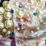 2018 New Flowers Big Pearls Bodysuit Birthday Celebrate outfit Stretch Sexy Dance Leotard Stage Performance Costume