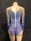 2019 Sparkly Rhinestones Mesh Bodysuit Women&#39;s Party Sexy Costume Dance Show Female Singer Wear See Through Bodysuit YOUDU