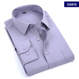 2021 New Men&#39;s Dress Shirt Solid Color Plus Size 8XL Black White Blue Gray Chemise Homme Male Business Casual Long Sleeved Shirt