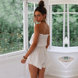 2020 Cotton Wrapped Bust Jumpsuits Ruffles Midi Women&#39;s Playsuits Boho Regular Bodysuit Off Shoulder Holiday Body Suit