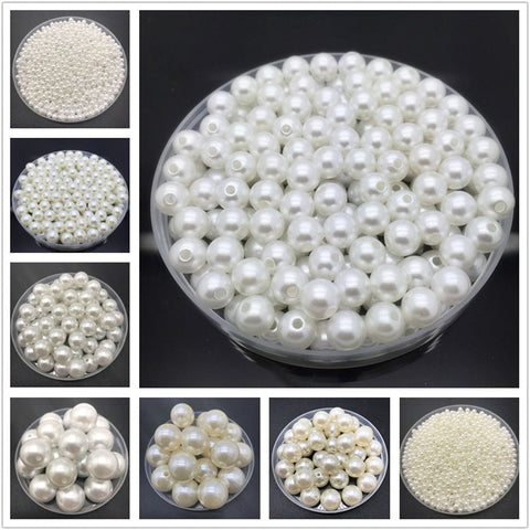 4mm-20mm White Ivory Imitation Pearls Round Pearl Spacer Loose Beads DIY Jewelry Making Necklace Bracelet Earrings Accessories image