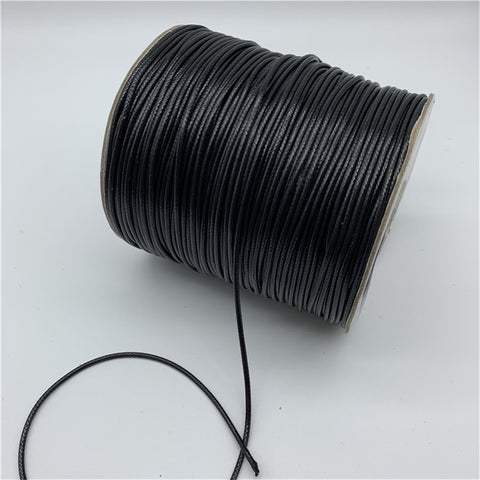 0.5mm 0.8mm 1mm 1.5mm 2mm Black Waxed Cotton Cord Waxed Thread Cord String Strap Necklace Rope For Jewelry Making image