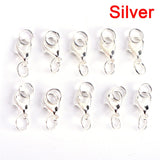 20Pcs Boho Style Lobster Claw Clasps Jump Rings Split Ring Making Hook Beads Crimp End Spring Necklace Snap Chains Connector Set