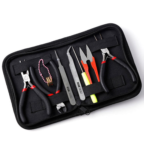 8pcs/set Jewelry Making Tool Kits Pliers Set With Round Nose Plier Side Cutting Pliers Wire Cutter Scissor Beading Tweezers image