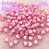 50pcs 8x4mm pink Color Glossy Love Heart Acrylic Bead Loose Spacer Beads For Jewelry Making DIY Bracelet Accessories