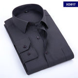 2021 New Men&#39;s Dress Shirt Solid Color Plus Size 8XL Black White Blue Gray Chemise Homme Male Business Casual Long Sleeved Shirt