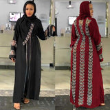 2021 New Dubai Abayas For Women Elegant Hijab Black Dress Turkey Muslim Red Caftan Marocain Dimonds Kimono Islamic Clothing