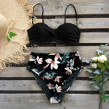 2020 Sexy Leaf Print Bikini Female Swimsuit Women Swimwear Thong Push Up Bikinis Set High Waist Swimming Suits for Bathing Suit