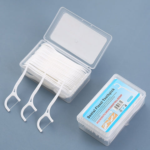 50/100pcs Dental Floss Flosser Picks Toothpicks Teeth Stick Tooth Cleaning Interdental Brush Dental Floss Pick Oral Hygiene Care image