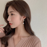 2021 New Arrival Classic Elegant Simulated-pearl Tassel Long Crystal Earrings For Women Fashion Water Drop Crystal Jewelry