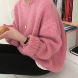 10 colors Pink 2021 Women Sweater Pullover Female Knitting Overszie Long Sleeve Loose Knitted Outerwear Womens Winter Sweaters