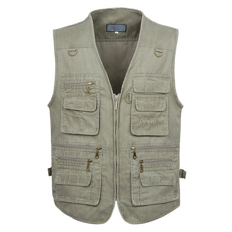 8XL 9XL 10XL New Male Casual Summer Big Size Cotton Sleeveless Vest With Many 16 Pockets Men Multi Pocket Photograph Waistcoat image