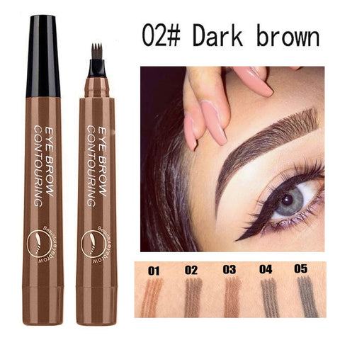 5 Colors Eyebrow Pen 3D Microblading Waterproof 4 Fork Tip Eyebrow Tattoo Pencil Fine Sketch Eye Brow Pen Makeup Woman Cosmetics image