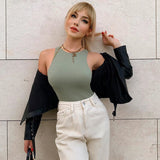 2020 summer solid sexy bodycon women bodysuits female 4 color green slim casual za bodysuit chic lady club short playsuits femme