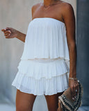 2020 Fashion Women Summer Elegant Off Shoulder Layered Ruffle Romper Lady Solid Sleeveless Casual Playsuit