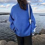 2021 Turtleneck Collar Sweater Women Spring Autumn Solid Knitting Pullovers Oversize Basic Black Blue White Jumper pull femme