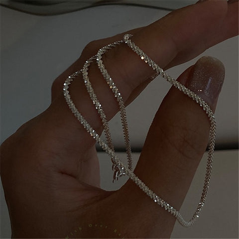 2021 Trend Sparkling Silver Color Choker Necklace for Women Elegant Clavicle Chain Necklace Party Wedding Collar Jewelry Gifts image