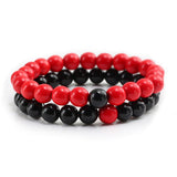 2pcs/set Bead Bracelet Natural Tiger Stone Charm Onyx Beaded Couple Distance Bracelets for Women Men Friend Gift Stretch