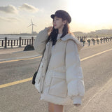 2021 Korean Loose Puffer Jacket Oversize Women's Short Winter Female Coat Women Thickened Parka Feminina Harajuku Outerwear Hood