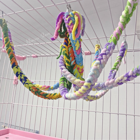 60CM Little Pet Crawling Toy Hamster Rope Guinea Pig Toys Swing Parrot Color Climbing Rope Sugar Glide Hammock Accessories image