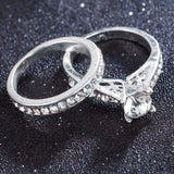 2Pcs/set Charm Lovers Ring Bijoux Femme Fashion Jewelry Bijoux Crystal Engagement Wedding Rings For Women Men Anel