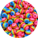 50pcs 8mm Resin Beads Round Rainbow Stripe Loose Spacer Beads For Jewelry Making DIY Bracelet Necklace Accessories