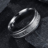 2020 Vintage Roman Numerals Men Rings Temperament Fashion 6mm Width Stainless Steel Rings For Men Jewelry Gift