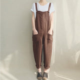 2019 New Womens Jumper Overalls Cami Loose Romper Oversize Ladies Dungarees Jumpsuit Pockets Tank Pants Plus Size S-5XL