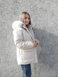 2022 Cotton Padded Fur Parka New Big Fur Collar Down Winter Jacket Women Thick Warm Parkas Female Outerwear