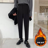 2021 Men&#39;s Straight Pants Loose Casual Pants Western Trouser thicken velvet Suit Pants Formal Business Cotton Trousers S-XL