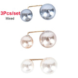 3Pcs/Set Double Pearl Brooch Pins Anti-fade Exquisite Elegant Brooches for Women Sweater Coat Summer Dress Decoration