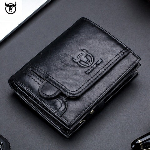 2021 Brand Genuine Leather Men's Wallet Cowhide Designer Male Purse Vintage ID Card Holder Luxury Money Bag image