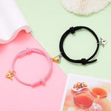 2pcs Magnetic Bracelet Stainless Steel Heart Pendant Charm Couple Bracelets for Lover Friend Men Women Braid Rope Bracelets