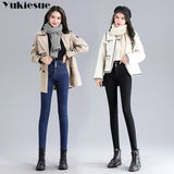 2021 Women Winter Fleece Jeans New Solid Warm Thicken Denim Pencil Pants Fashion Skinny Jean Pants Sexy Slim Trousers plus size