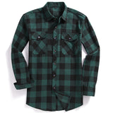 2021 New Men Casual Plaid Flannel Shirt Long-Sleeved Chest Two Pocket Design Fashion Printed-Button (USA SIZE S M L XL 2XL)