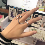 2021 Retro Punk Hip Hop Cross Ring Finger Chain Adjustable Two Link Ring Jewelry Gift Men&#39;s Women&#39;s Gothic Jewelry  Rings