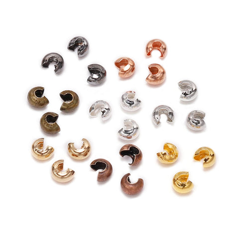 50-100pcs/lot Copper Round Covers Crimp End Beads Dia 3 4 5 mm Stopper Spacer Beads For DIY Jewelry Making Findings Supplies image