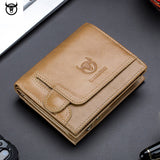 2021 Brand Genuine Leather Men's Wallet Cowhide Designer Male Purse Vintage ID Card Holder Luxury Money Bag