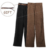 2021 Spring New Women&#39;s Casual Loose Corduroy Wide Leg Pants Fashion Full Length Trousers With Sashes Female Bottoms B01308O